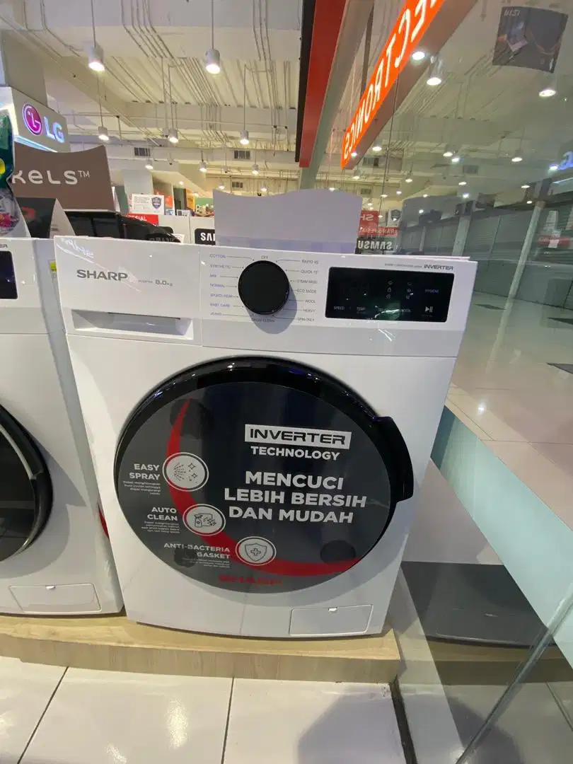 PROMO RAMADHAN MESIN CUCI SHARP 8 KG FRONT LOADING INVERTER