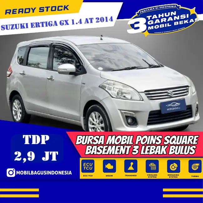 [Dp 2,9 Jt] Suzuki Ertiga 1.4 GX MPV AT 2014 SILVER