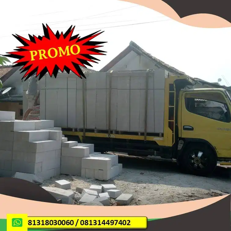 Hebel Bata ringan FULL UK 7,5X20X60  TYPE AAC (TERMURAH)