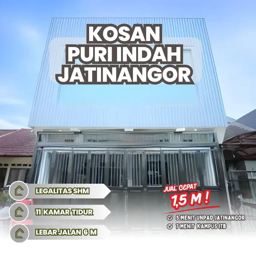 Dijual Cepat Kosan 2 Lantai di Puri Indah Jatinangor