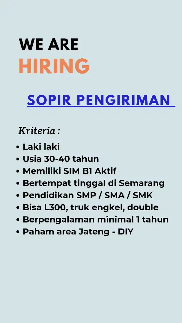 SOPIR PENGIRIMAN BARANG