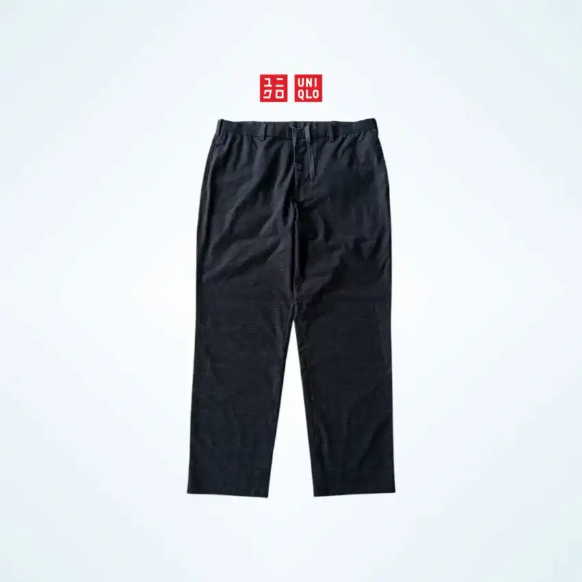 CELANA UNIQLO TARTAN ANKLE PANT NAVY