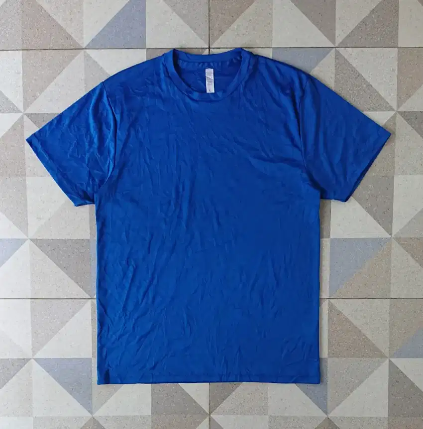 Kaos Olahraga Polos Lengan Pendek Glimmer Running Tees Biru Italy Sz M