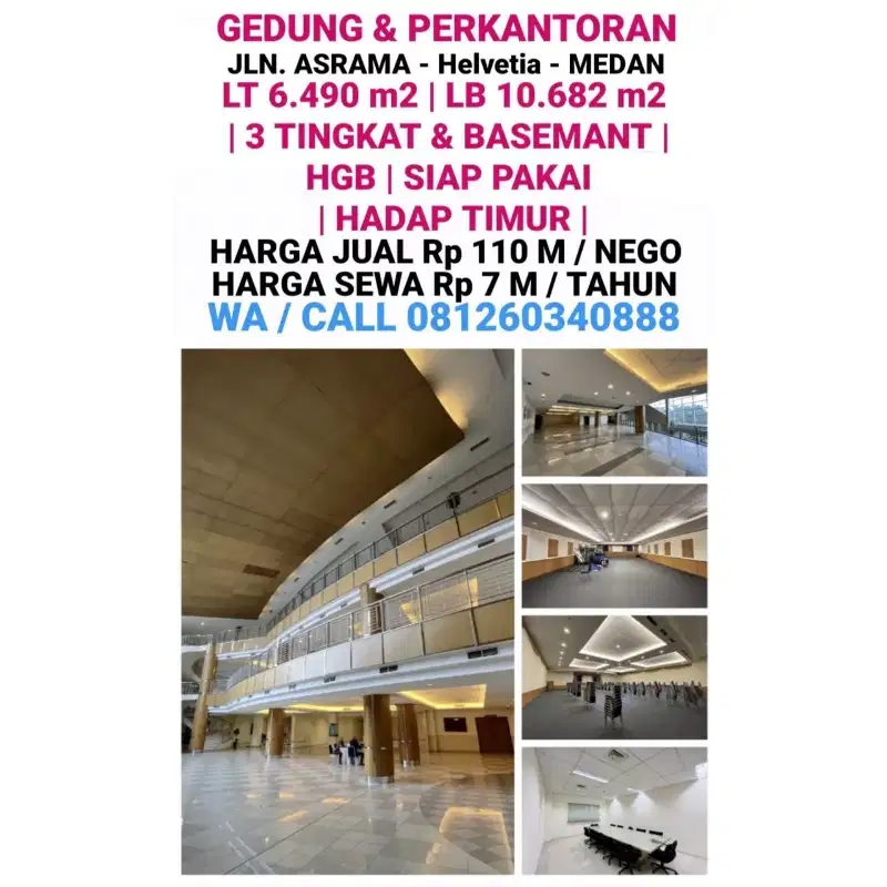 DI JUAL / SEWA
1 UNIT GEDUNG & KANTOR SIAP PAKAI DI JALAN ASRAMA