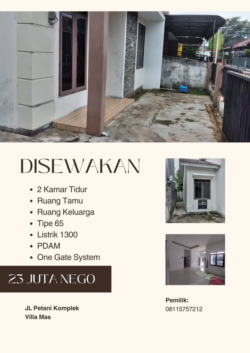 Turun Harga Sewa Rmh Komplek Villa Mas Jl Petani One Gate System