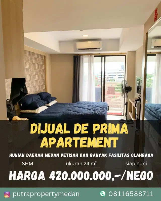 DIJUAL UNIT APARTEMEN CANTIK DI DE PRIMA APARTMENT