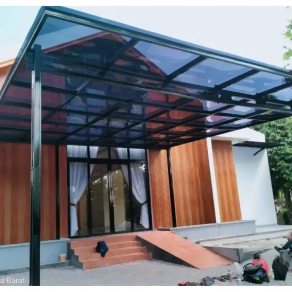 Kanopi carport atap solarplat mewah rangka hollow galvanis bergeransi