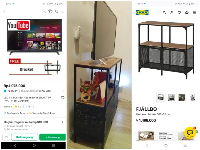 SMART TV 43 Inch + Meja Industrial Ikea (tidak di jual terpisah)