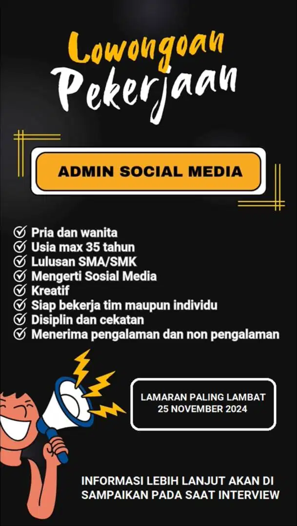 LOWONGAN ADMIN SOCIAL MEDIA