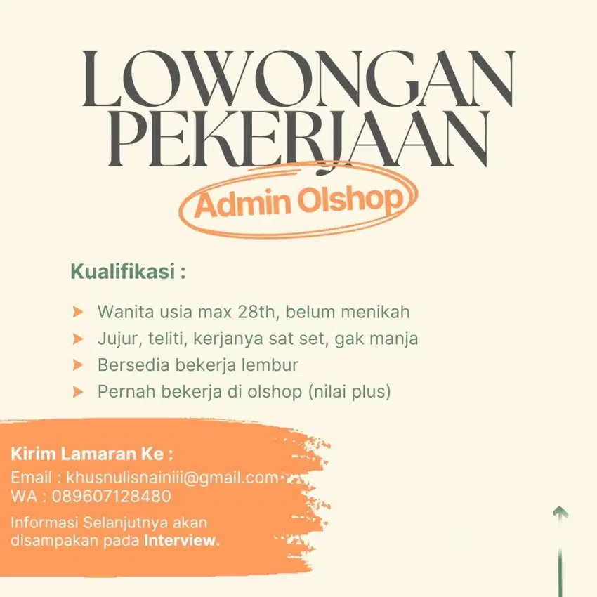 LOWONGAN KERJA ADMIN PACKING ONLINE SHOP