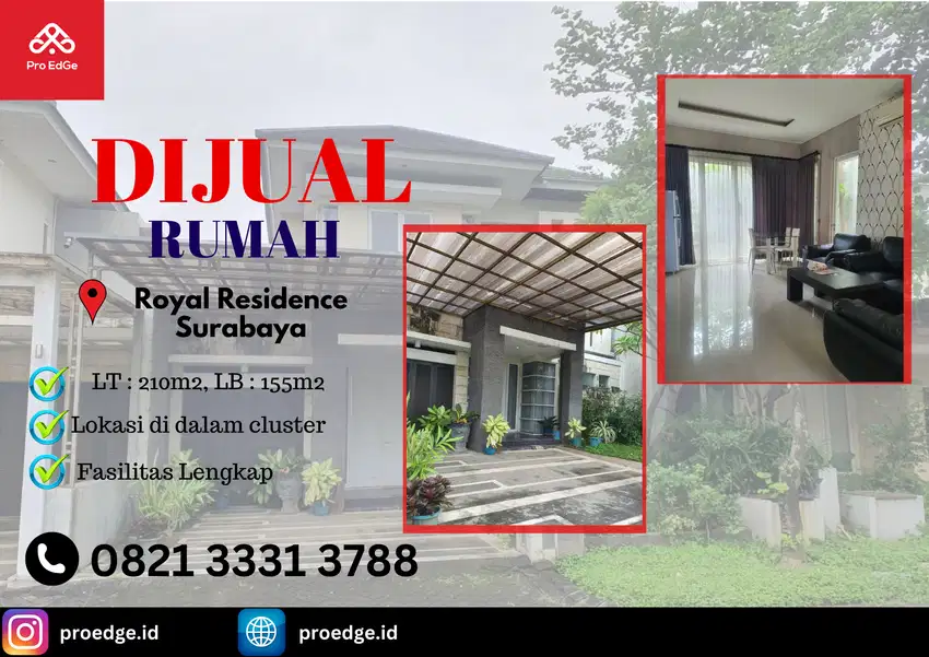 Rumah 3 Kamar Dijual di Perumahan Royal Residence Surabaya Barat