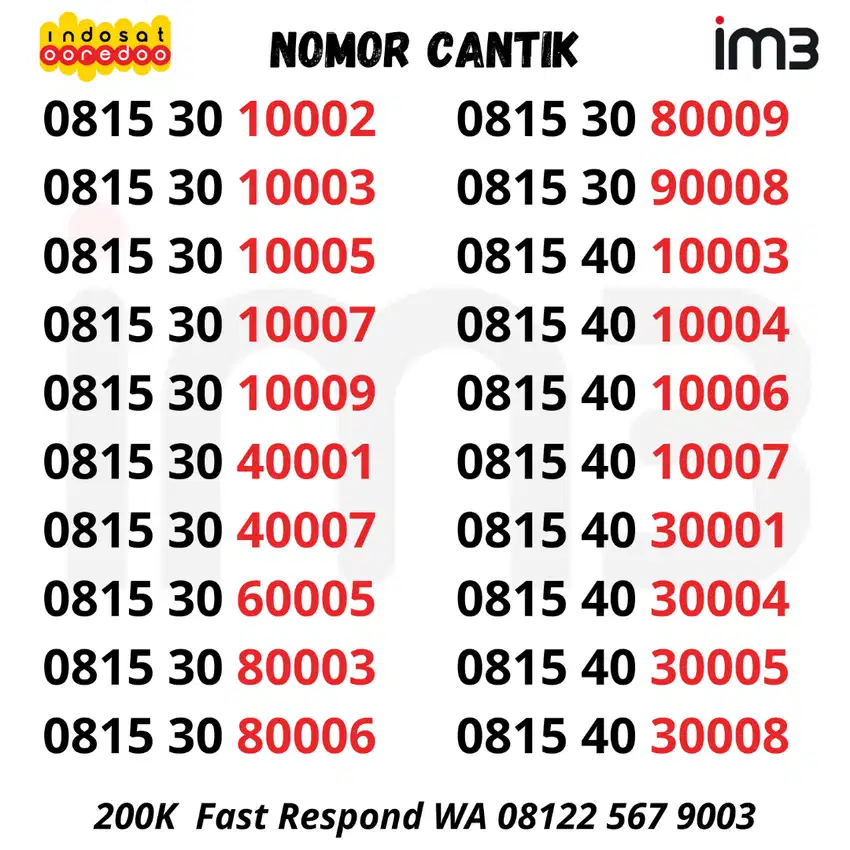 NOMOR CANTIK IM3 INDOSAT OOREDOO 4G MURAH