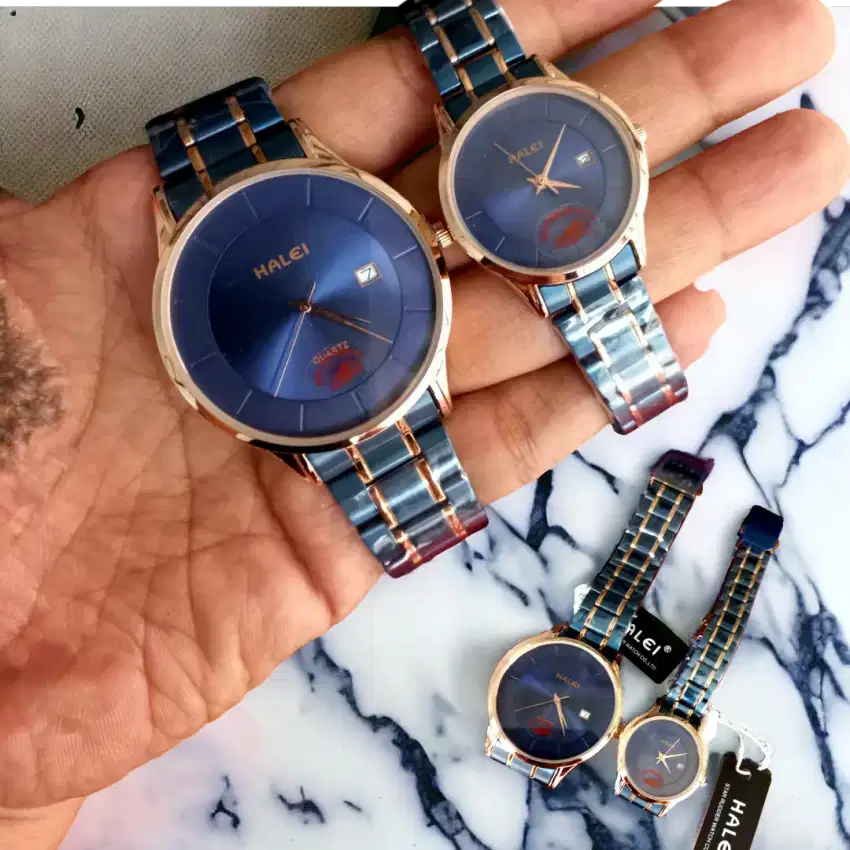 Jam tangan Original sepasang Warna rosegold blue Elegan