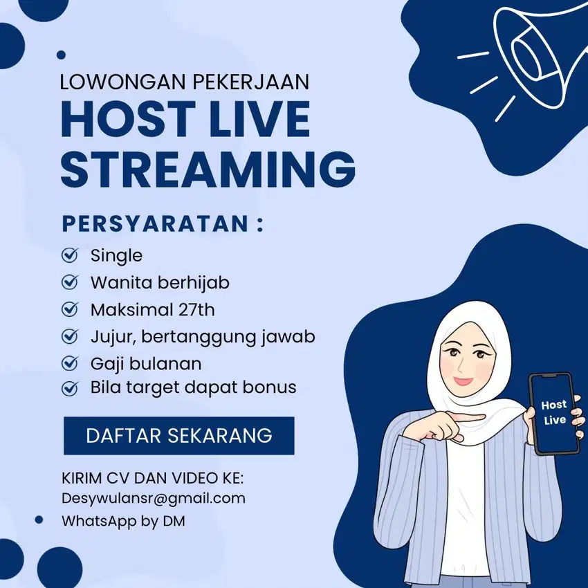 DICARI HOST LIVE STREAMING DAN EDITOR VIDEO