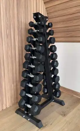 DUMBELL BARBELL SET RACK HEXAGONAL ALAT FITNESS TOTAL GYM