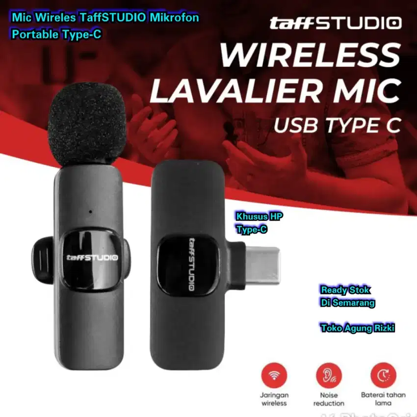 Mic Wireles TaffSTUDIO Mikrofon Portable Wireless Lavalier Mic USB