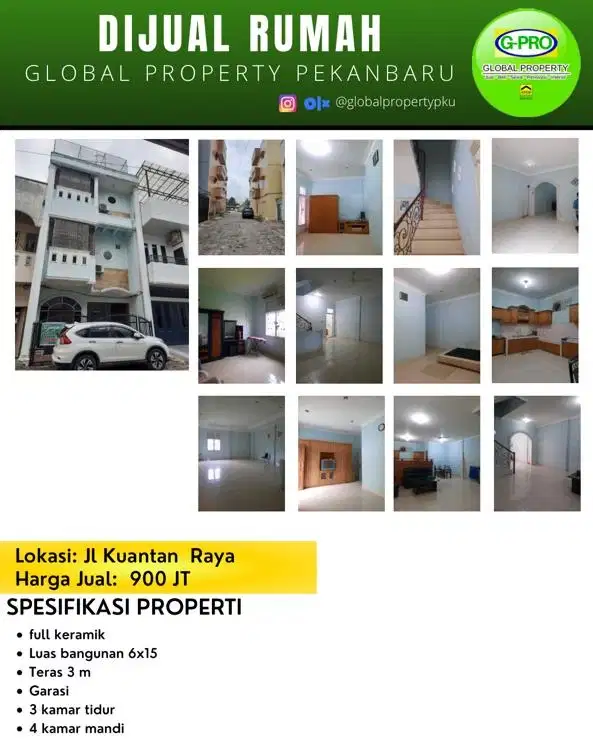 Dijual Ruko Rumah Daerah Kuantan Raya Lantai Keramik