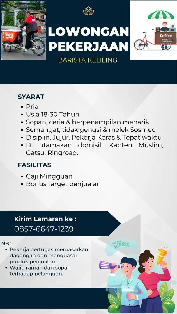 Lowongan barista keliling / kopi keliling