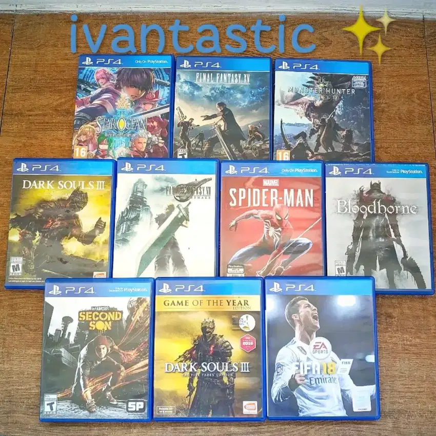 Kaset PS4 BD Spiderman Dark Soul GOTY GoW FIFA Final FantasyVII Dll 11