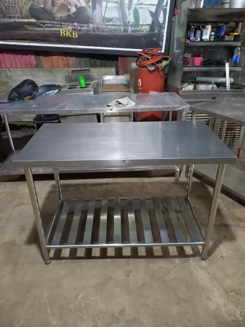 Jual meja stainless ukuran 120x60 siap pakai