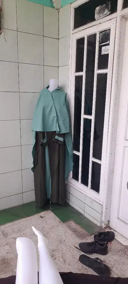 Preloved gamis syari perpaduan hijau armi dan toska