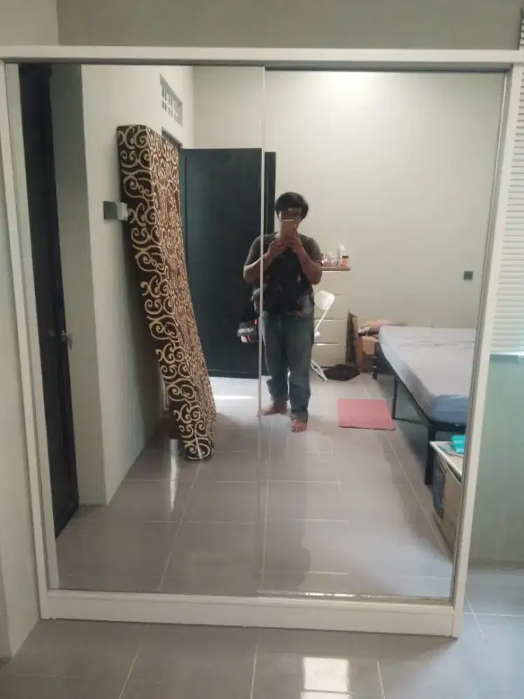 Stock Ready Lemari Sliding Full Cermin Pintu 2 Free Ongkir Jabodetabek