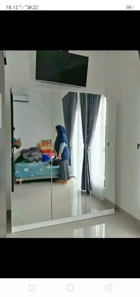 Lemari Pakaian Pintu 3 Swing Dorr Full Cermin Bisa COD