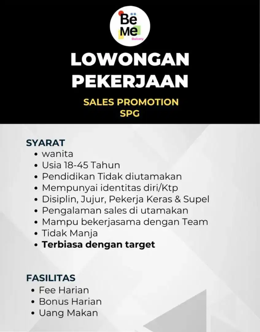 Di butuhkan SPG