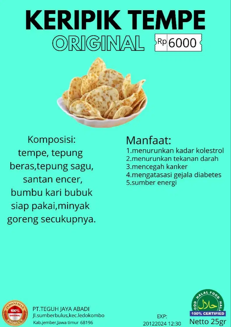 Keripik tempe gurih dan renyah