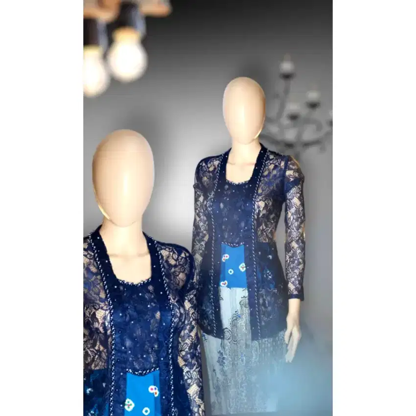 Kebaya kutu baru  warna navy