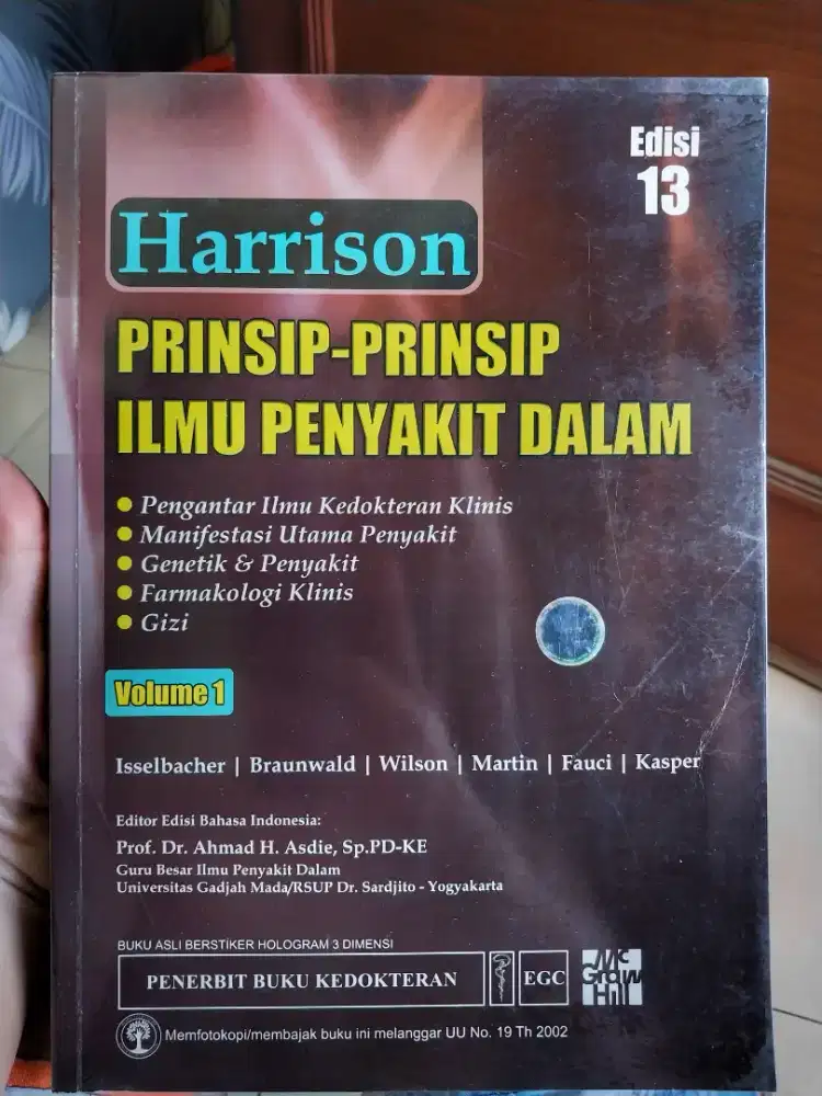 Ori Buku harrison prinsip-prinsip ilmu penyakit dalam edisi 13 vol 1-5