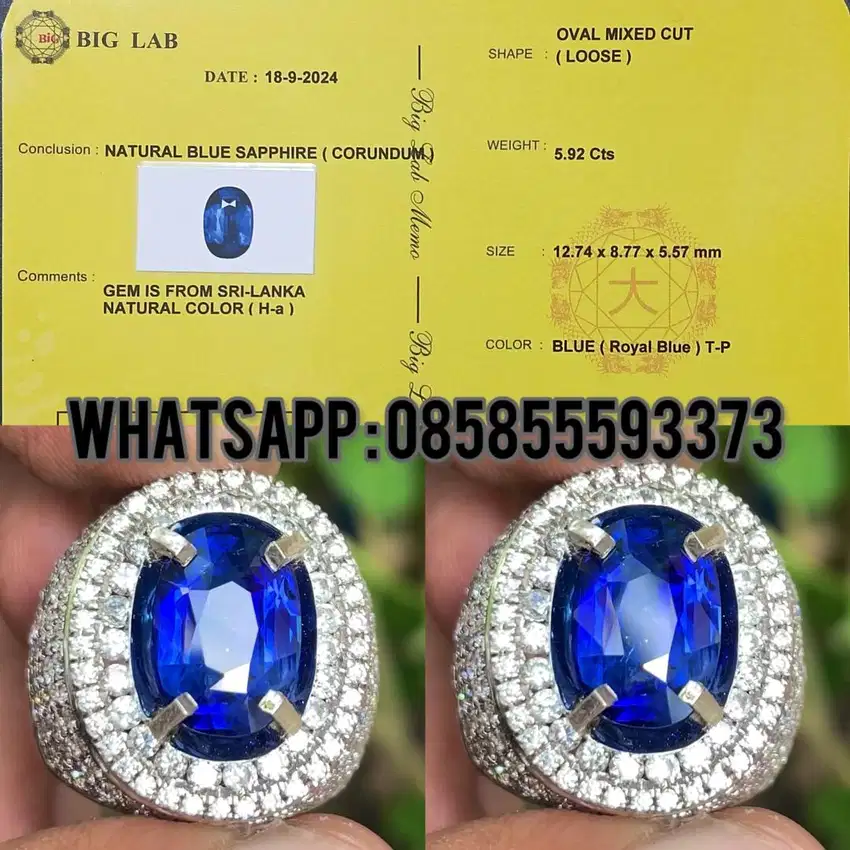 Natural Royal Blue Sapphire Srilanka 5.92 CT