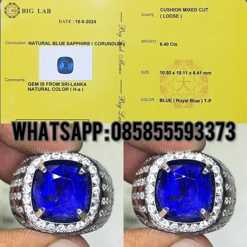 Natural Royal Blue Sapphire Srilanka 6.40 Ct