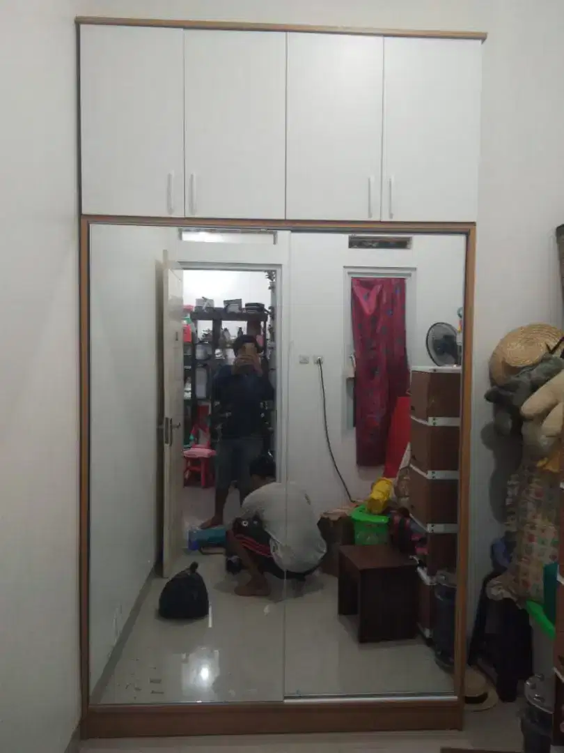 Lemari Sliding Full Cermin Pintu 2 Kabinet Stock Ready. Bayar Bisa COD