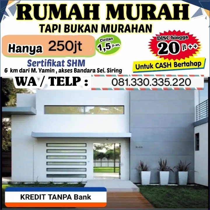 RUMAH MURAH , BUKAN MURAHAN LOKASI SEMPAJA BATU BESAUNG. SHM