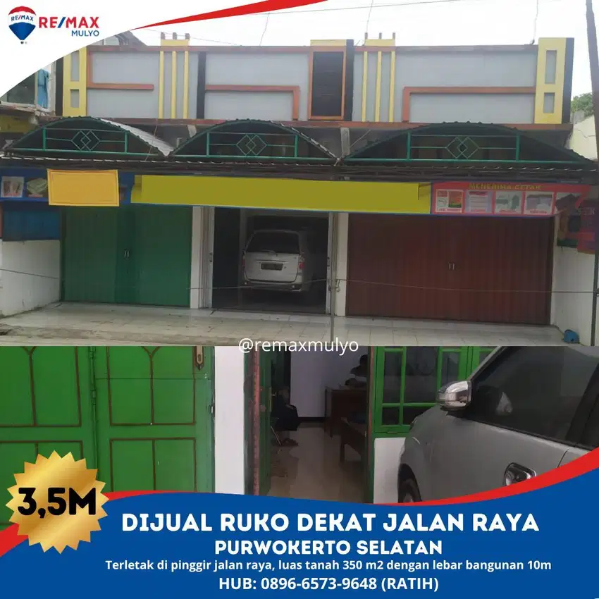 RUKO Pinggir Jalan Raya Area Purwokerto Selatan