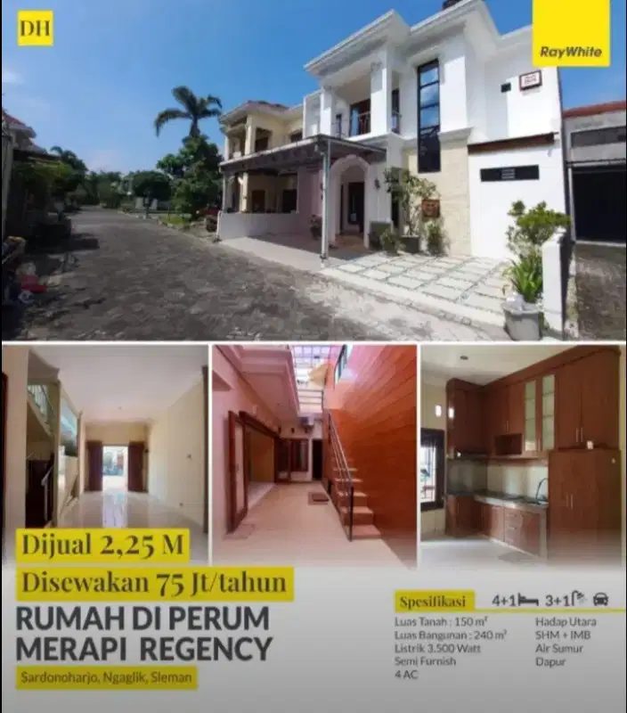 Dijual Rumah 2 Lantai Di Perum Merapi Regency