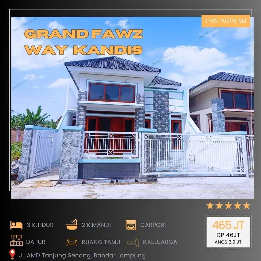 RUMAH READY MURAH DI WAY KANDIS BANDAR LAMPUNG 3 KAMAR TIDUR