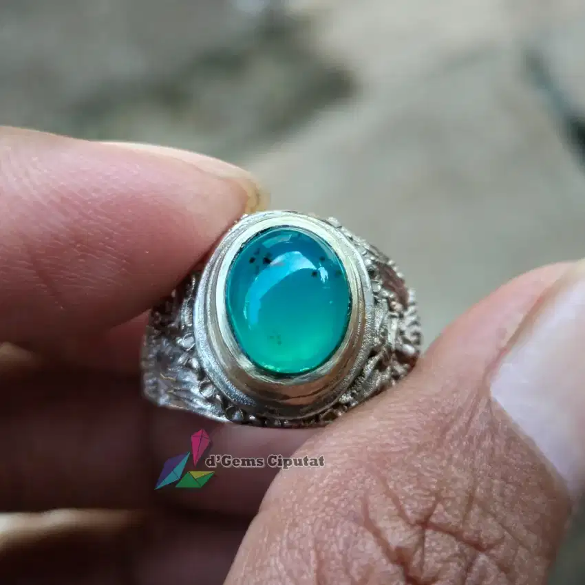 Batu Cincin Akik Permata Natural Chrysocolla Bacan Doko Kristal