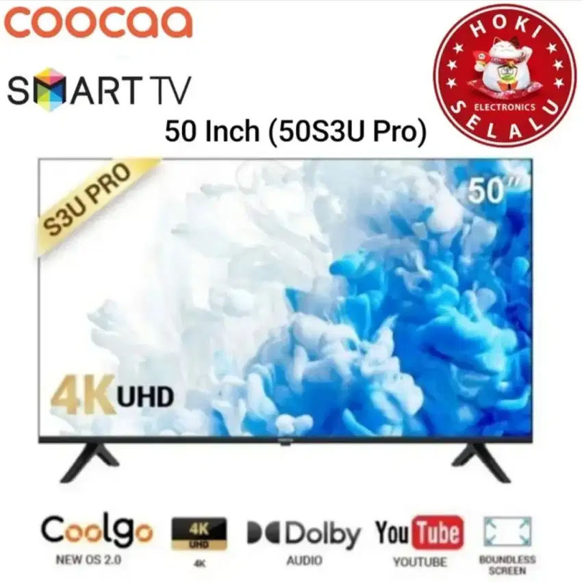 Smart LED TV Coocaa 50 Inch 50S3U Pro 4K UHD HDR Digital Dolby Audio