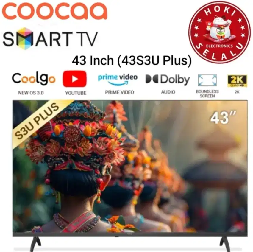 Coocaa Smart LED TV 43 Inch 43S3U Plus 43S3U+ Digital Dolby Frame Less