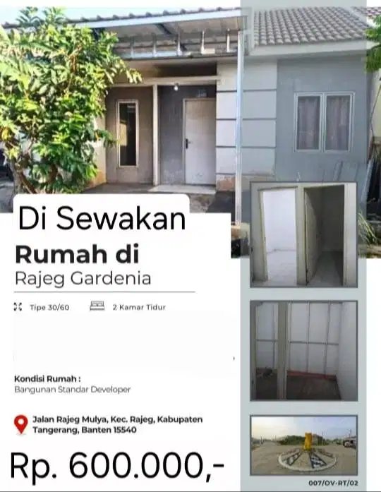 Di Sewakan Rumah Rajeg Gardenia, Tangerang