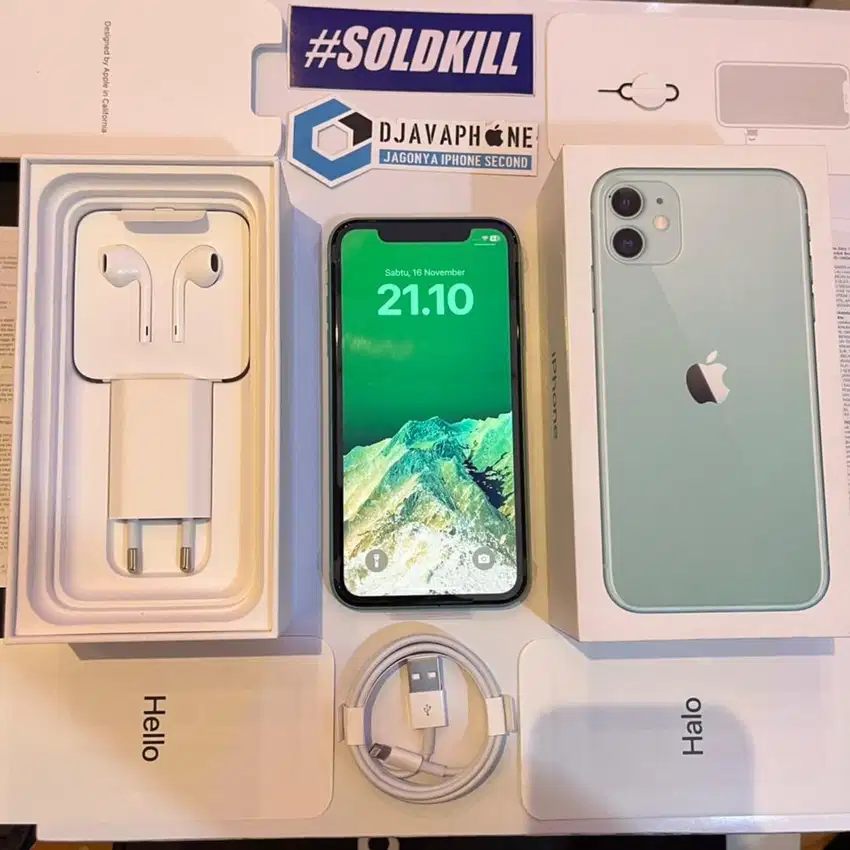 iPhone 11 Green 256GB BH 100% Ex iBox Resmi Fullset Original