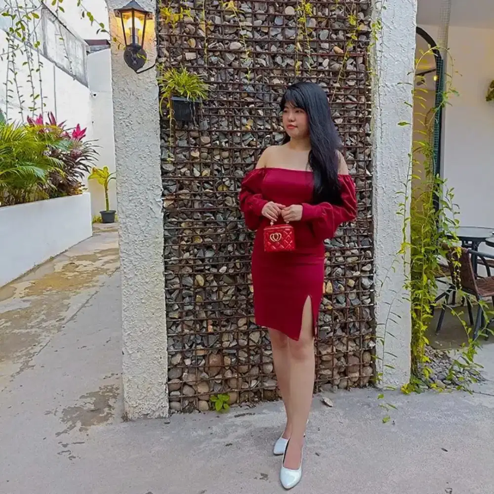 Dress merah dress natal dress imlek