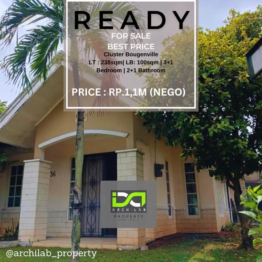 Di Jual Best Price, Rumah tanah luas di kawasan Lippo Cikarang