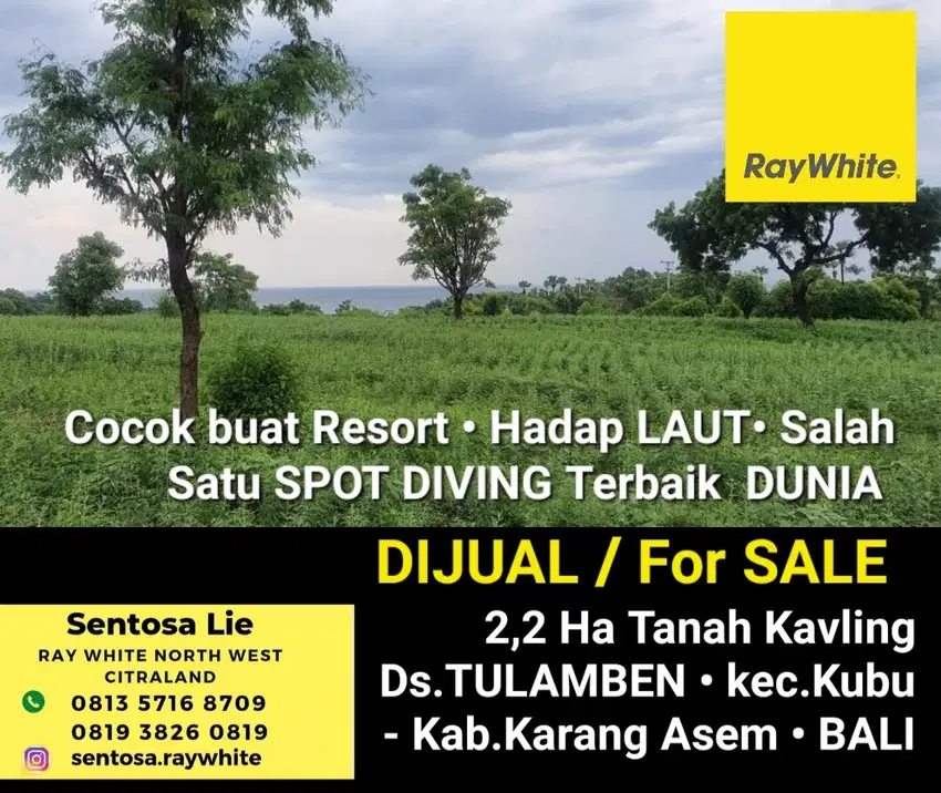 Dijual 2,2 Ha Tanah BALI di desa Tulamben - kec.Kubu - Kab.Karang Asem