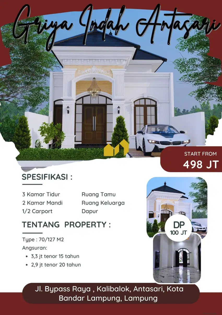 DI JUAL RUMAH TYPE 70 DI ANTASARI BANDAR LAMPUNG DEKAT HOTEL NUSANTARA