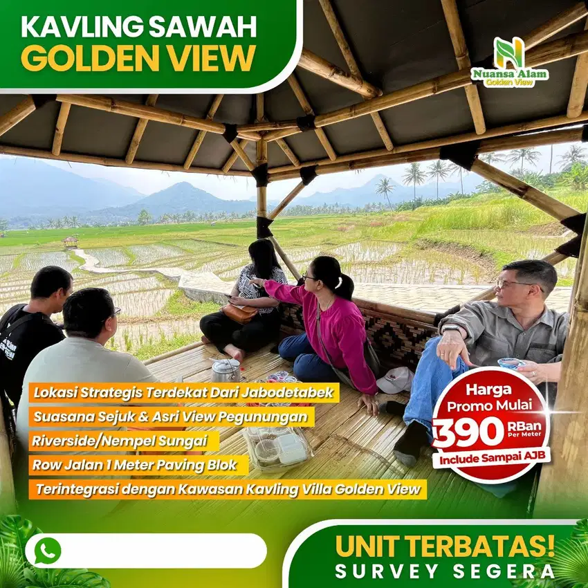 Tanah Kavling Sawah Produktif dan Estetik di Nuansa Alam Golden View