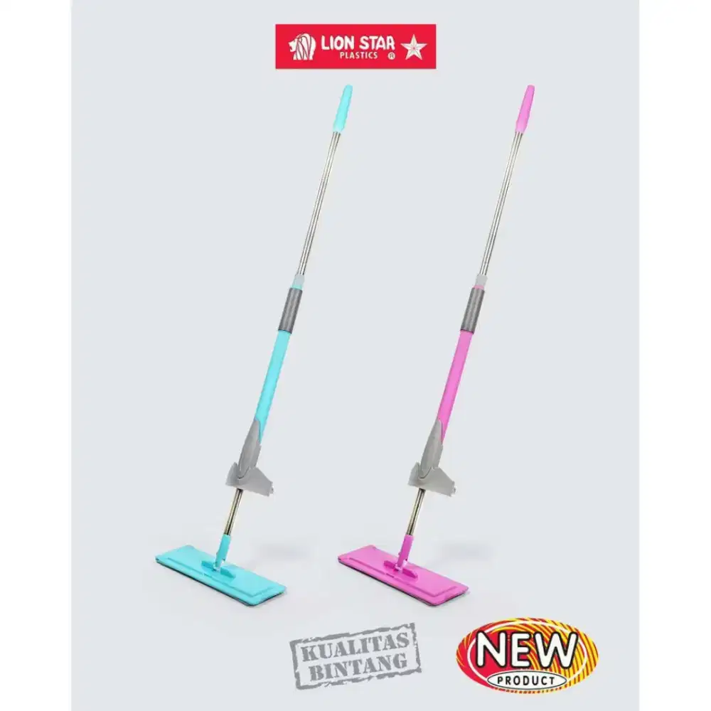 (FREE ONG) LION STAR Alat Pel Livina Flat Mop Handle Set BM-56