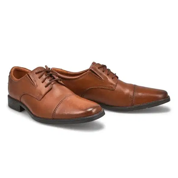 Clarks Tilden Cap Dark Tan Leather